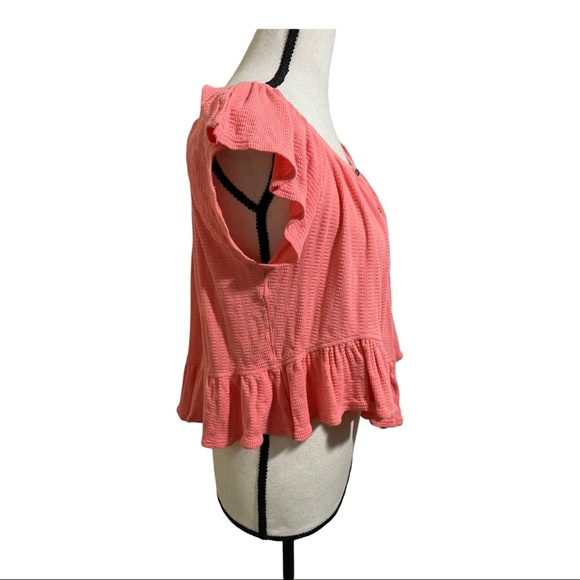 We The Free Womens Mint Julep Butterfly Sleeves Peplum Button-Down Top XS - Picture 5 of 9